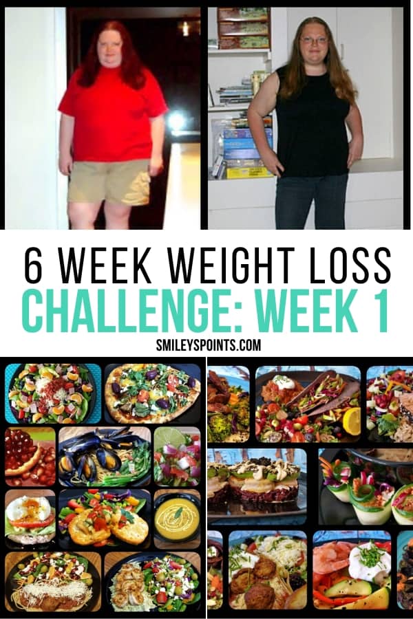 Collage of weight loss before and after pics, several meal ideas