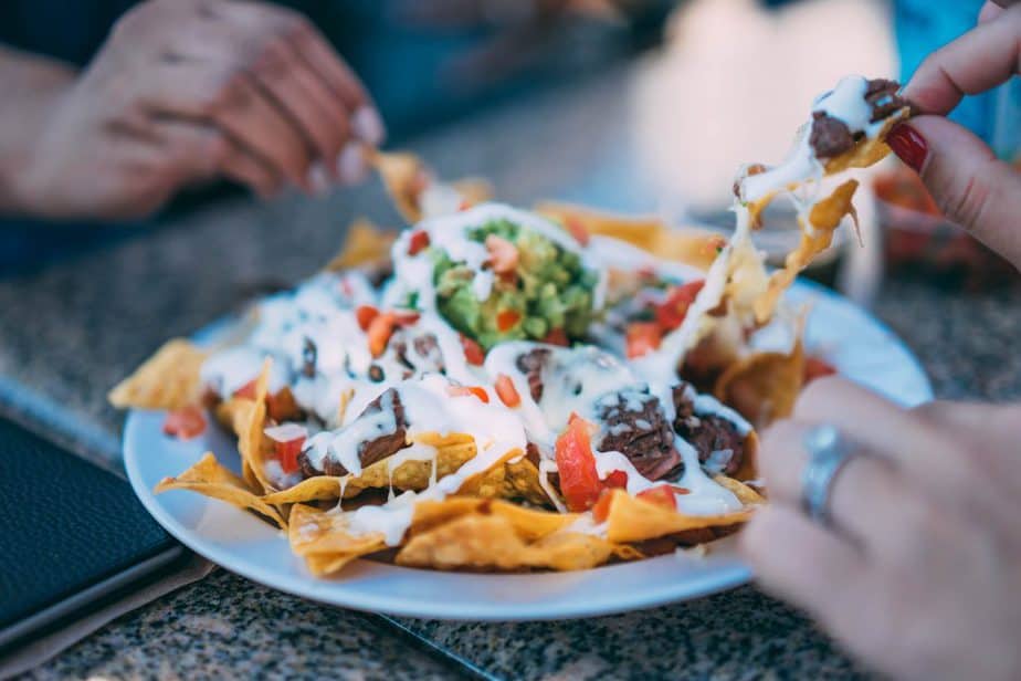 two people eating a meal