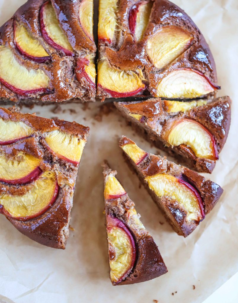 Peach Almond Cake sliced