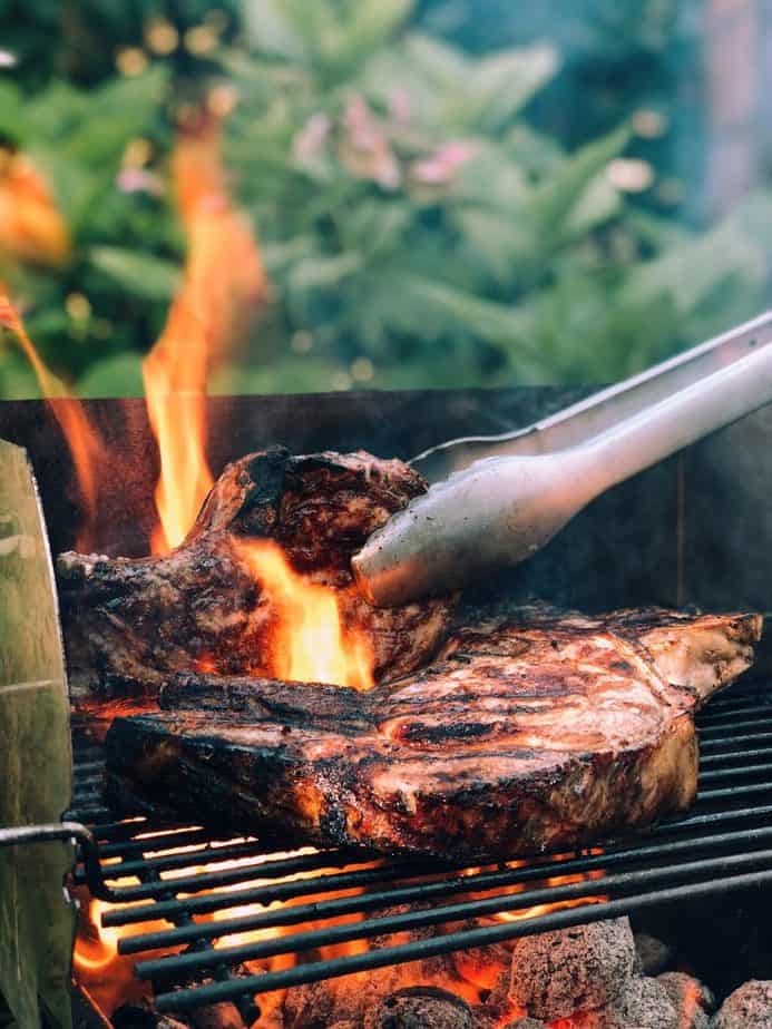 Steaks on a grill